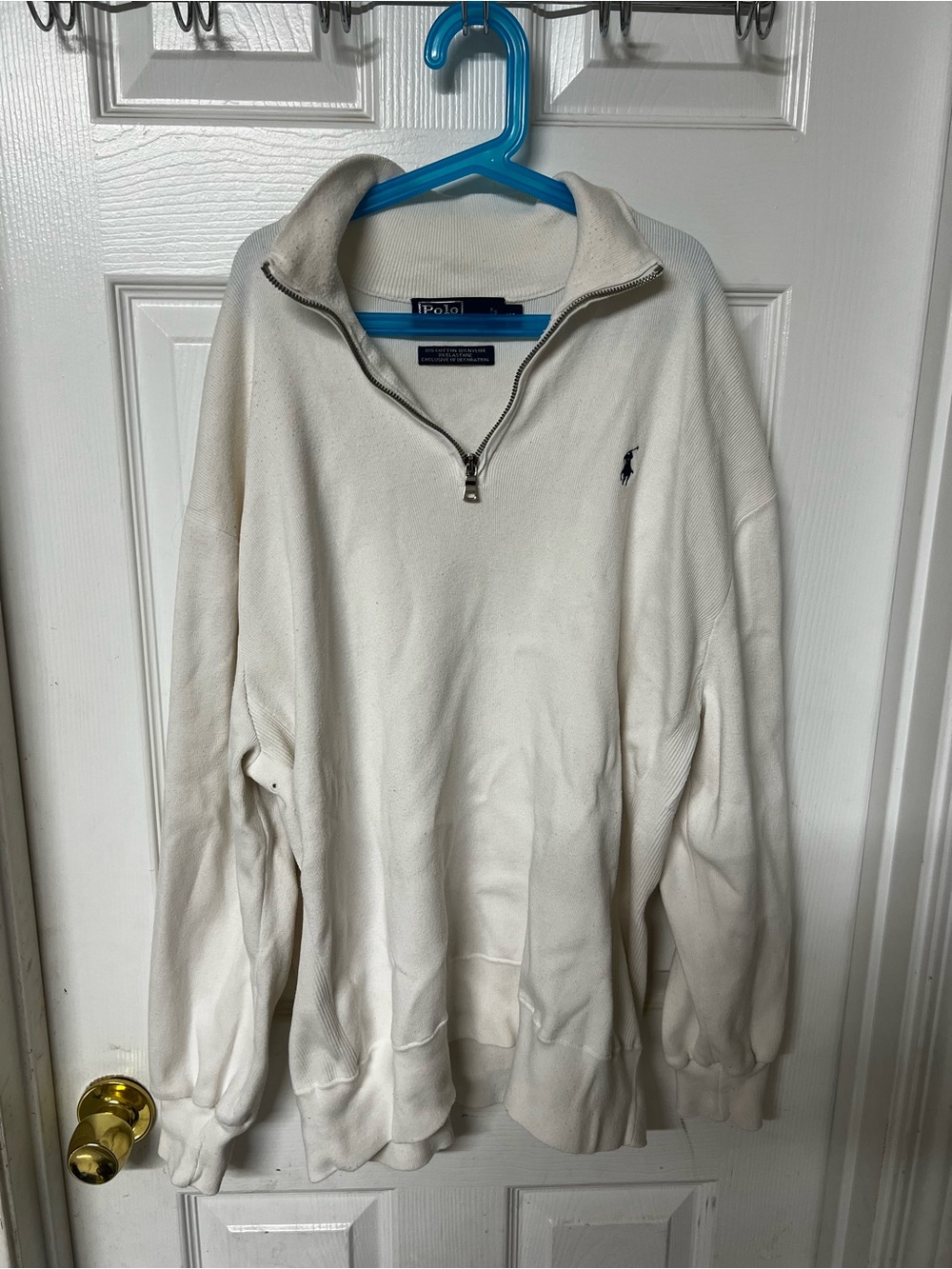 Polo by Ralph Lauren Off-White Quarter-Zip Pullover Sweater
